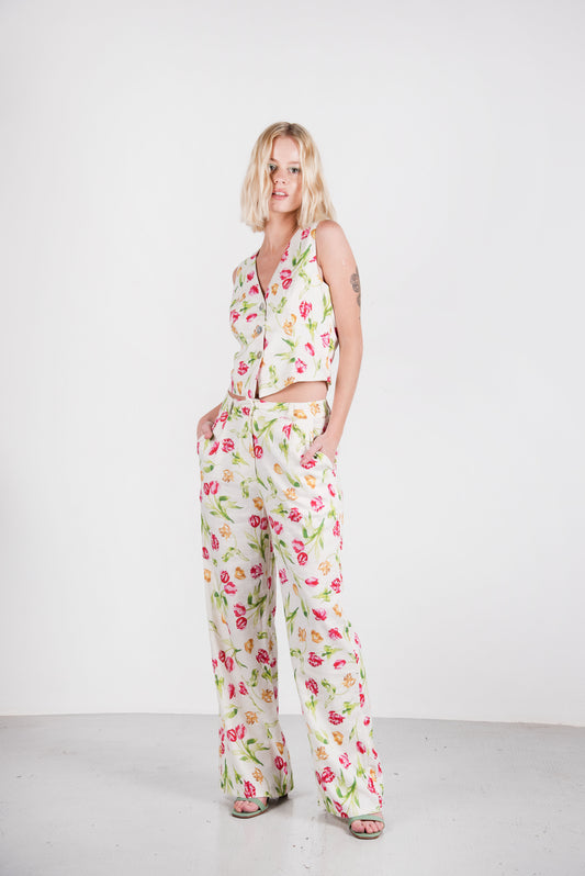 Manu Linen Pant - Floral Mix