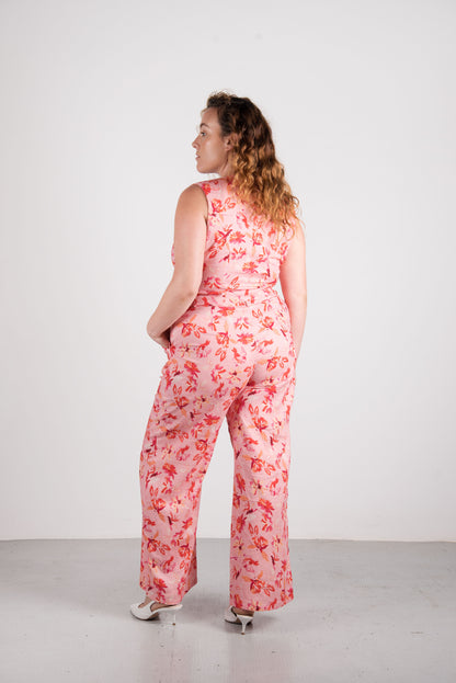 Tomi Linen Vest - Pink Flowers